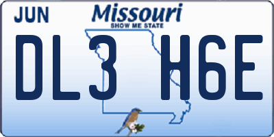MO license plate DL3H6E