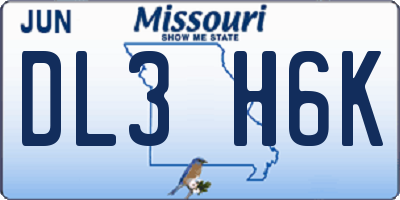 MO license plate DL3H6K