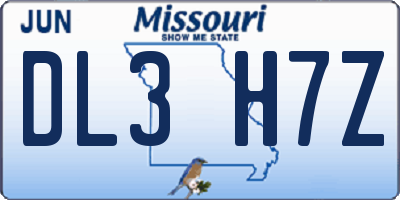 MO license plate DL3H7Z