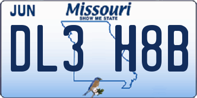 MO license plate DL3H8B