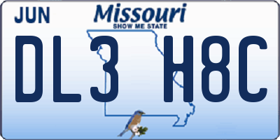 MO license plate DL3H8C
