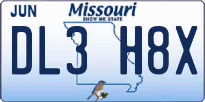 MO license plate DL3H8X