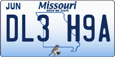 MO license plate DL3H9A