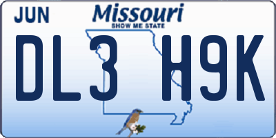 MO license plate DL3H9K