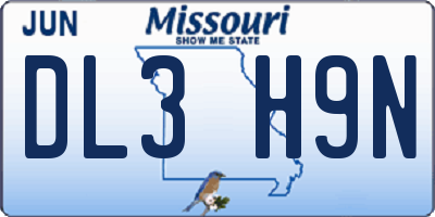 MO license plate DL3H9N