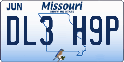 MO license plate DL3H9P