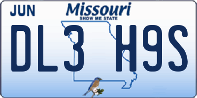 MO license plate DL3H9S