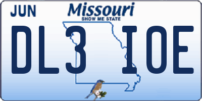MO license plate DL3I0E