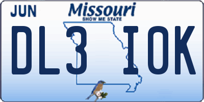 MO license plate DL3I0K