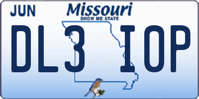 MO license plate DL3I0P
