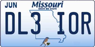 MO license plate DL3I0R