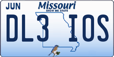 MO license plate DL3I0S
