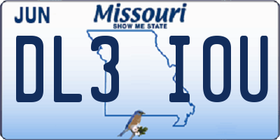 MO license plate DL3I0U