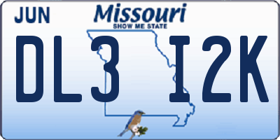 MO license plate DL3I2K