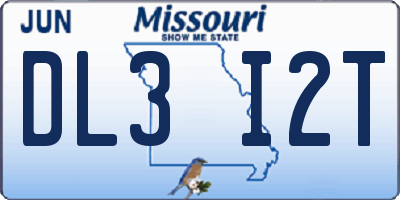 MO license plate DL3I2T