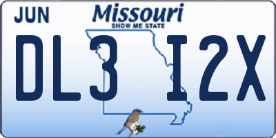 MO license plate DL3I2X