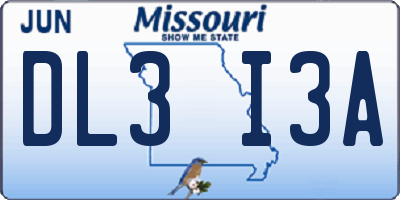 MO license plate DL3I3A