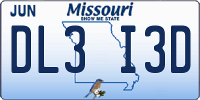MO license plate DL3I3D