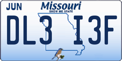 MO license plate DL3I3F
