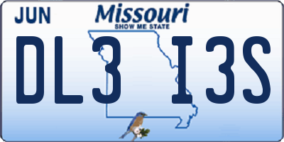 MO license plate DL3I3S