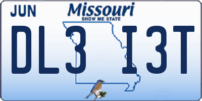 MO license plate DL3I3T