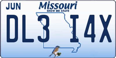MO license plate DL3I4X