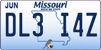 MO license plate DL3I4Z