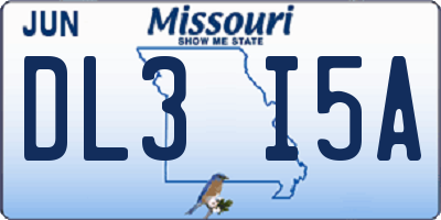 MO license plate DL3I5A