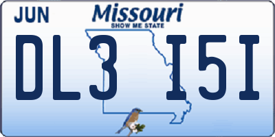 MO license plate DL3I5I
