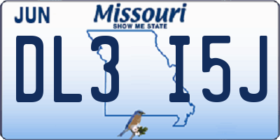 MO license plate DL3I5J