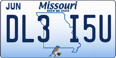 MO license plate DL3I5U
