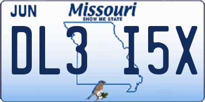 MO license plate DL3I5X