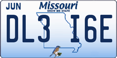MO license plate DL3I6E