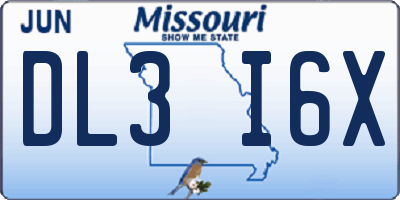 MO license plate DL3I6X