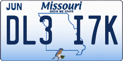MO license plate DL3I7K