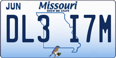 MO license plate DL3I7M