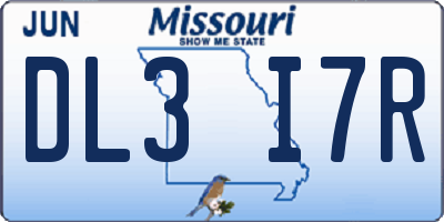 MO license plate DL3I7R