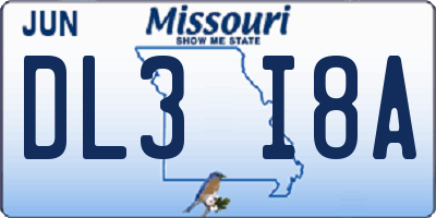 MO license plate DL3I8A