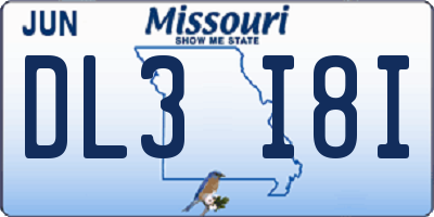 MO license plate DL3I8I