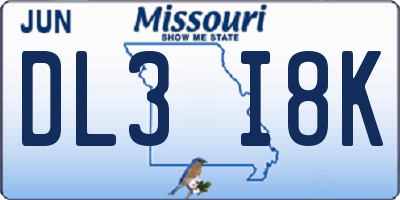 MO license plate DL3I8K