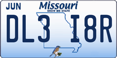 MO license plate DL3I8R