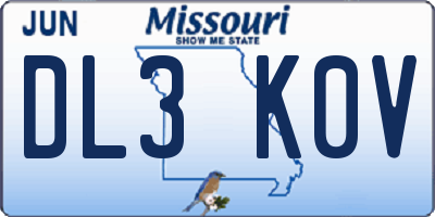 MO license plate DL3K0V