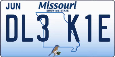 MO license plate DL3K1E