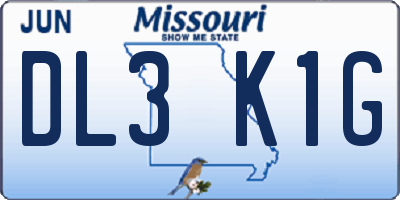 MO license plate DL3K1G