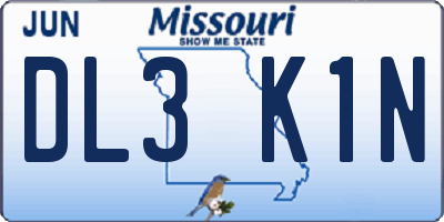 MO license plate DL3K1N