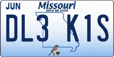 MO license plate DL3K1S