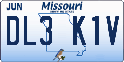 MO license plate DL3K1V