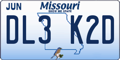 MO license plate DL3K2D