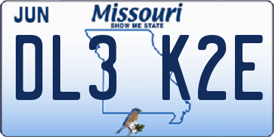 MO license plate DL3K2E