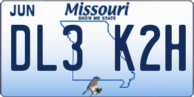 MO license plate DL3K2H